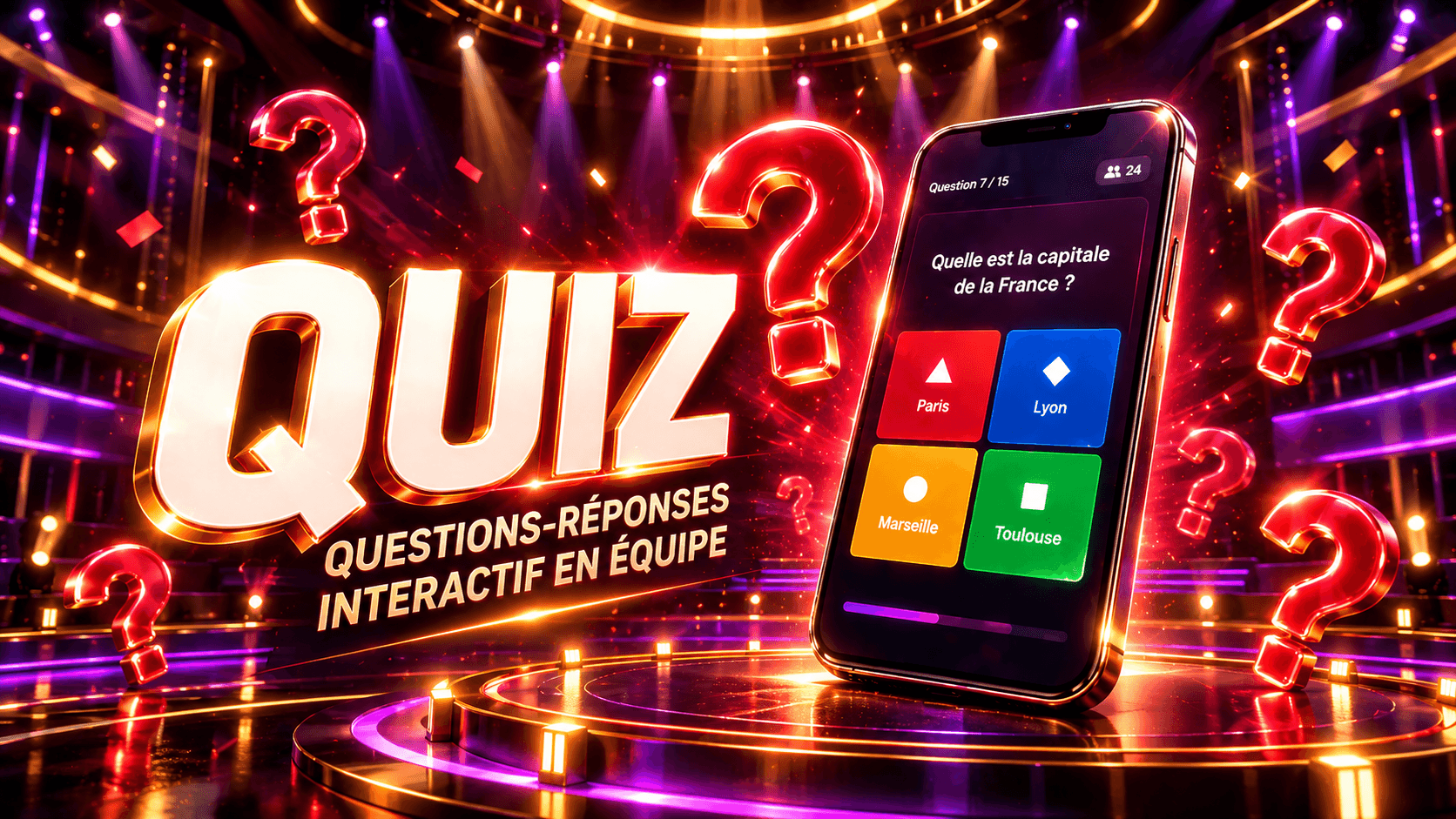 Quiz interactif AnimaJet affiché sur écran géant